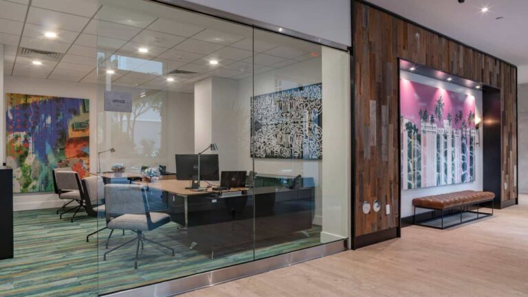 Office with desks, computers, and chairs at a South Florida apartment location