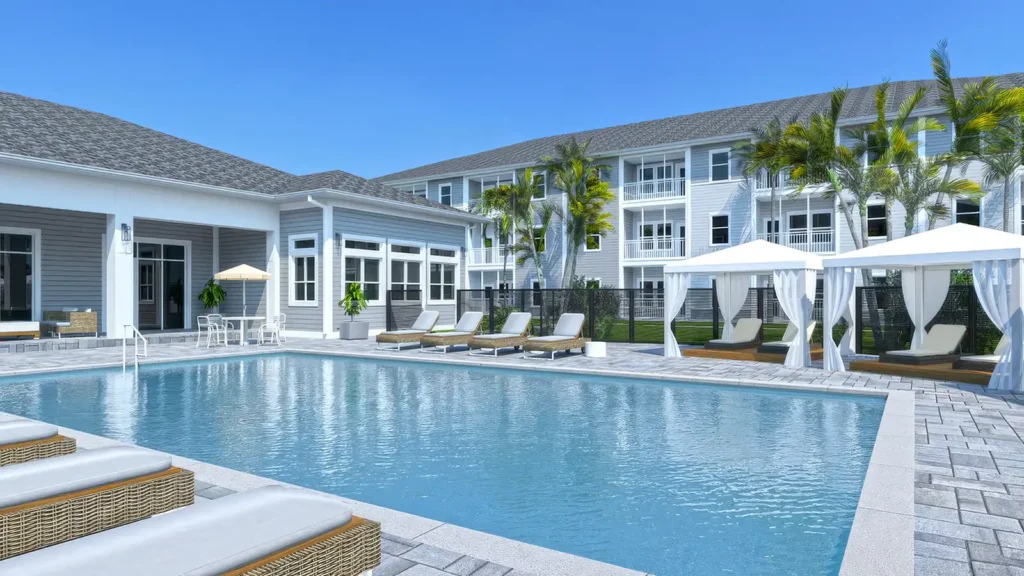 Momentum Blanding clubhouse pool and cabanas